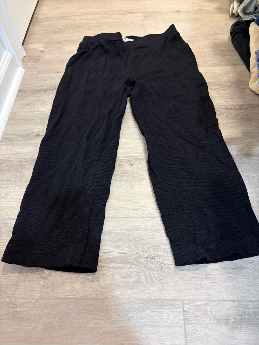 St. John Wide-Leg Black Knit Pants